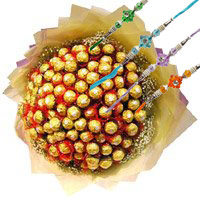 Chocolate Delivery in Bangalore with Rakhi consist of 64 Pcs Ferrero Rocher Bouquet