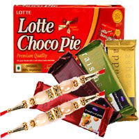 Online Rakhi Delivery of Gifts in Bangalore comprising 4 Cadbury Temptation Bars with Chocopie
